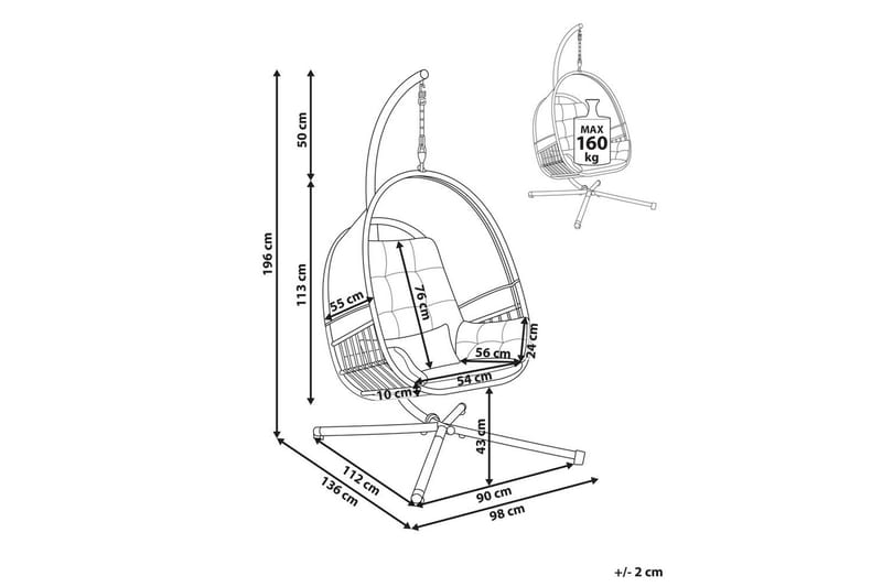 Hängstol Alviano - Ljusgrå - Utemöbler - Utestolar & fåtöljer - Hängstol