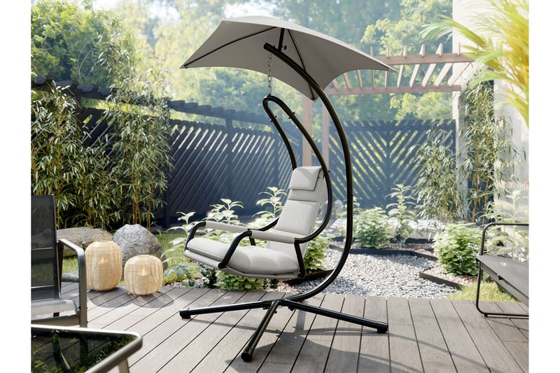 Hängstol Utomhus - Hägfåtölj - Hänggunga med stativ och ställning med tak för balkong och uteplats - Svart|Grå - Utemöbler - Utestolar & fåtöljer - Hängstol
