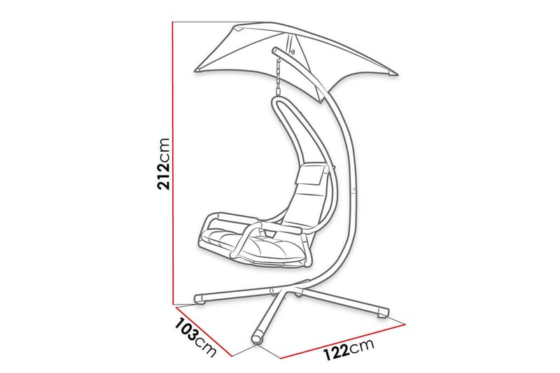 Hängstol Utomhus - Hägfåtölj - Hänggunga med stativ och ställning med tak för balkong och uteplats - Svart|Grå - Utemöbler - Utestolar & fåtöljer - Hängstol