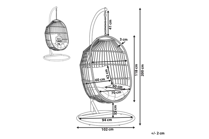Hängstol Utomhus med stativ konstrotting beige ALBA - Trä/natur - Utemöbler - Utestolar & fåtöljer - Hängstol