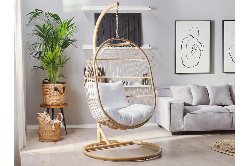 Hängstol Utomhus med stativ konstrotting beige ALBA - Trä/natur - Utemöbler - Utestolar & fåtöljer - Hängstol