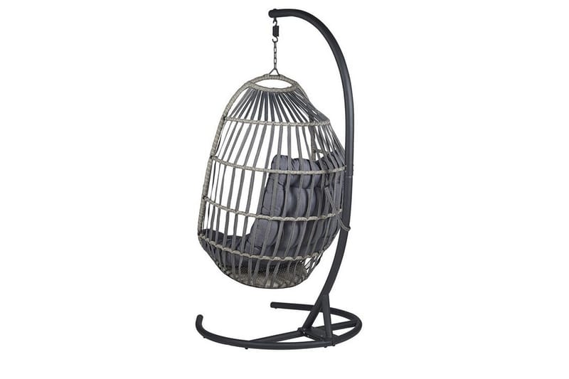 Hängstol Utomhus med stativ konstrotting mörkgrå SESIA - Grå - Utemöbler - Utestolar & fåtöljer - Hängstol