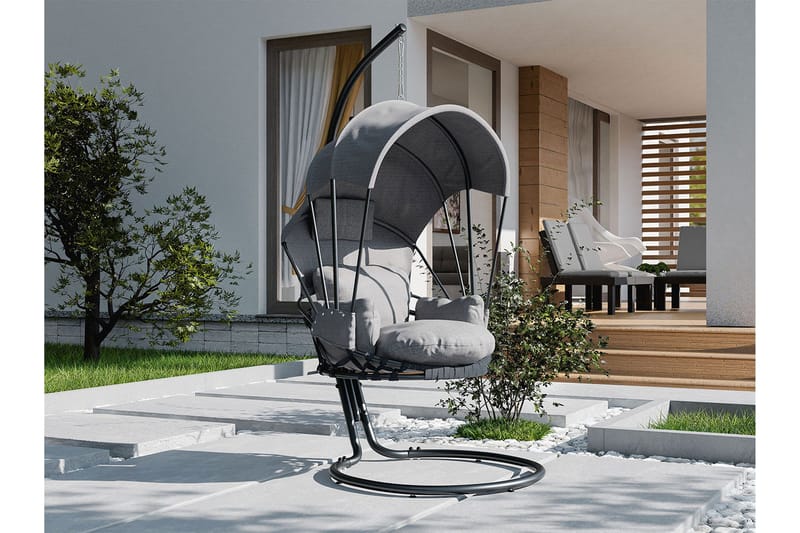 Hängstol utomhus med stativ och ställning med tak - Hänggunga - Hängfåtölj - Svart - Utemöbler - Utestolar & fåtöljer - Hängstol