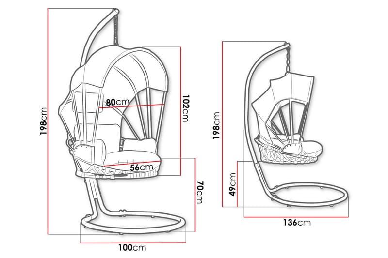 Hängstol utomhus med stativ och ställning med tak - Hänggunga - Hängfåtölj - Svart - Utemöbler - Utestolar & fåtöljer - Hängstol