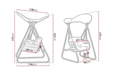 Kintore Hängstol Utomhus 96 cm 177x - Grå - Utemöbler - Utestolar & fåtöljer - Hängstol