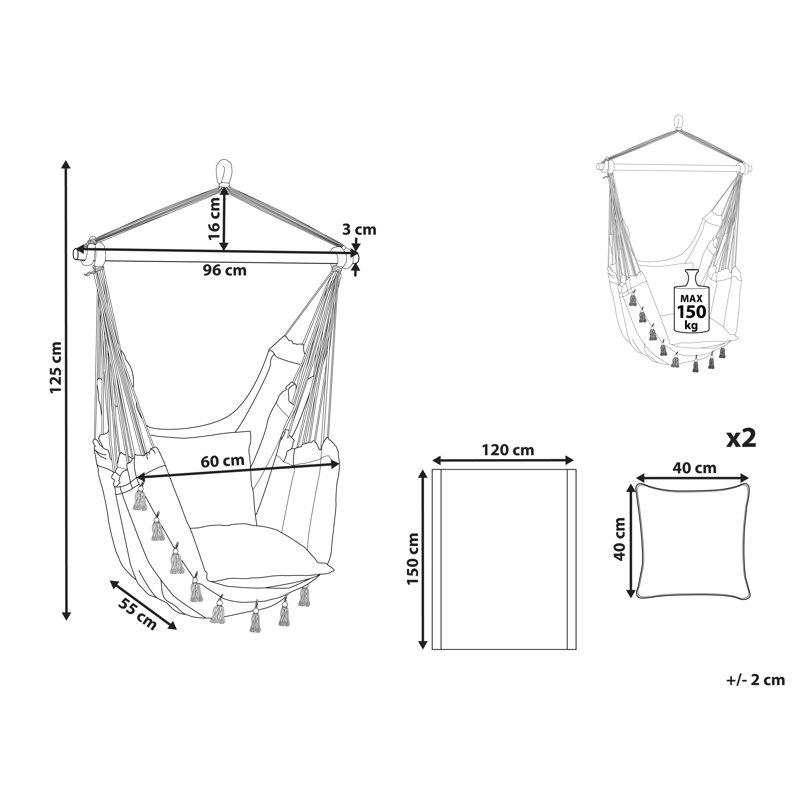Hängstol utomhus Varena Bomull - Beige/Blå - Utemöbler - Utestolar & fåtöljer - Hängstol