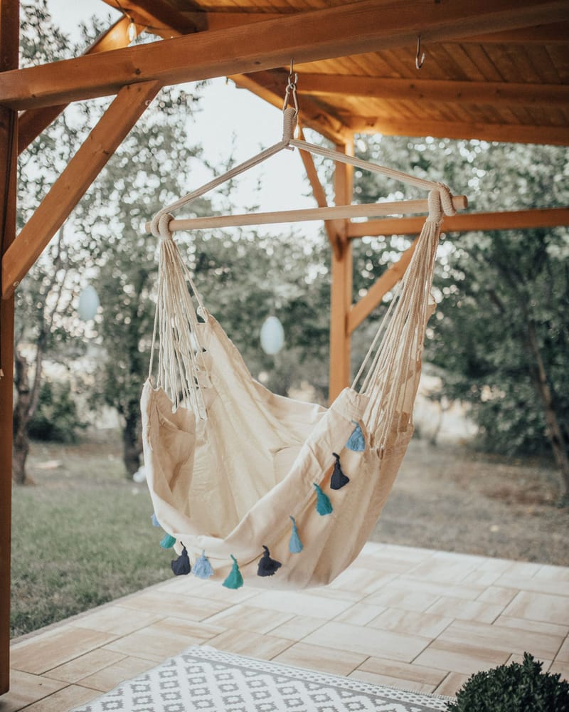 Hängstol utomhus Varena Bomull - Beige/Blå - Utemöbler - Utestolar & fåtöljer - Hängstol