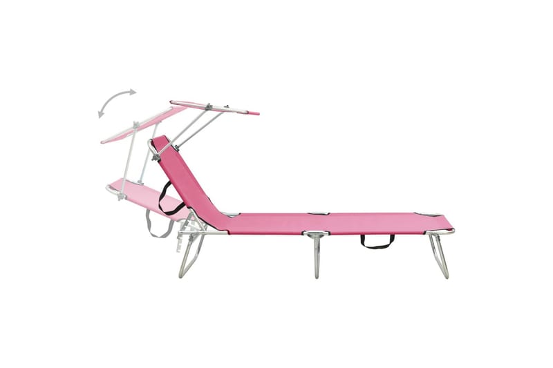 Hopfällbar solsäng med tak rosa aluminium - Rosa - Utemöbler - Utestolar & fåtöljer - Solsängar & solvagnar
