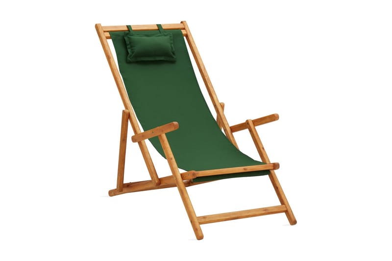 Hopfällbar strandstol massivt eukalyptusträ och tyg grön - Solstol