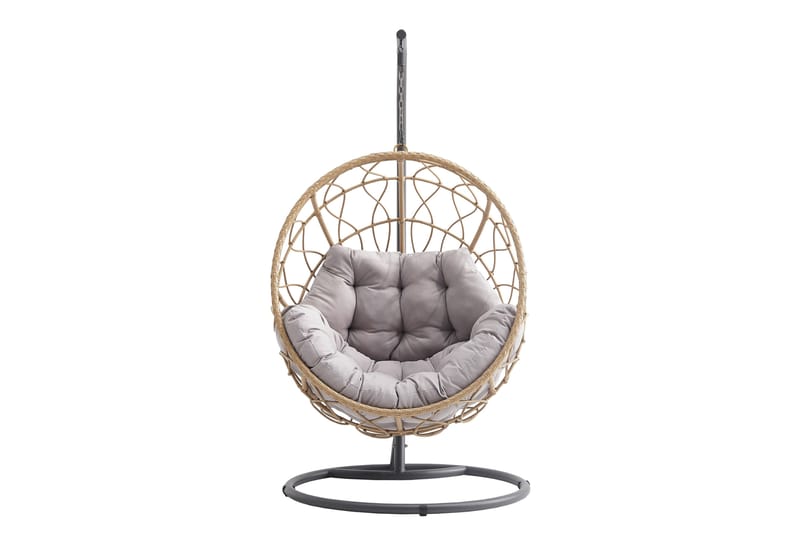 Jacklyn Hängstol Utomhus - Hängfåtölj - Hänggunga med stativ till balkong uteplats 107 cm - Beige/Grå - Utemöbler - Utestolar & fåtöljer - Hängstol