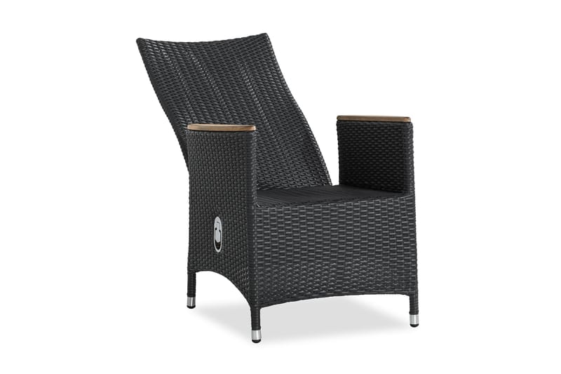 JENNY LYX Fåtölj Ställbar Svart/Teak - Loungemöbler - Utefåtöljer & loungefåtöljer