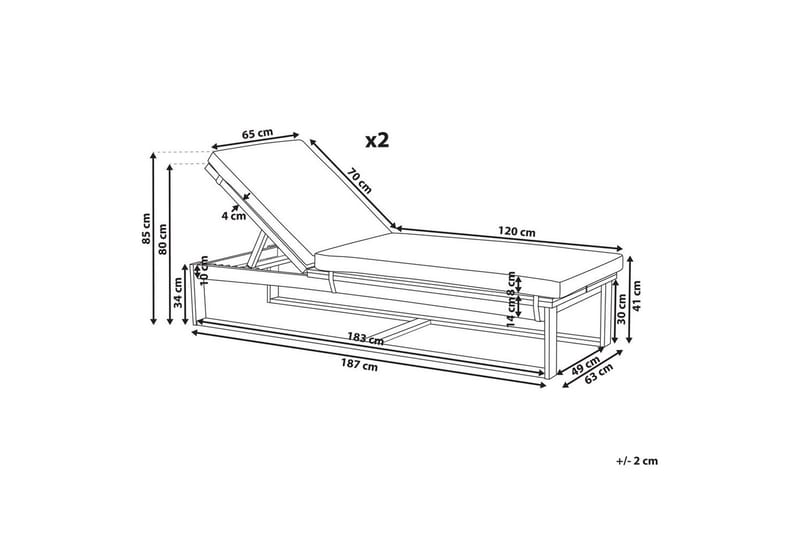 Loungestol Azzanello set om 2 - Utemöbler - Utestolar & fåtöljer - Solsängar & solvagnar