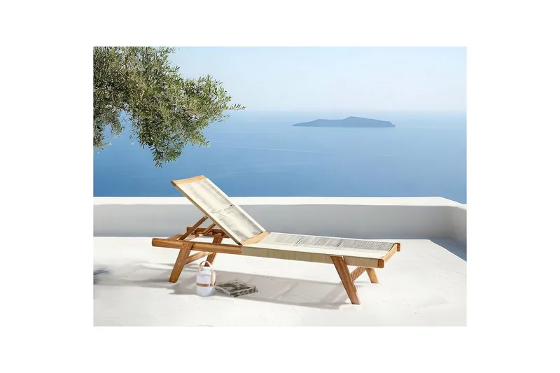 Loungestol Prossedi Beige/ljust trä - Beige/ljust trä - Utemöbler - Utestolar & fåtöljer - Solsängar & solvagnar