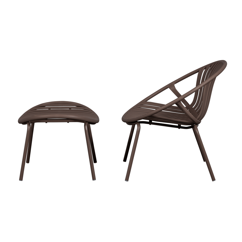 Loungestol + Pall Bruce Utomhus - Lila/Brun - Utemöbler - Utestolar & fåtöljer - Utefåtöljer & loungefåtöljer