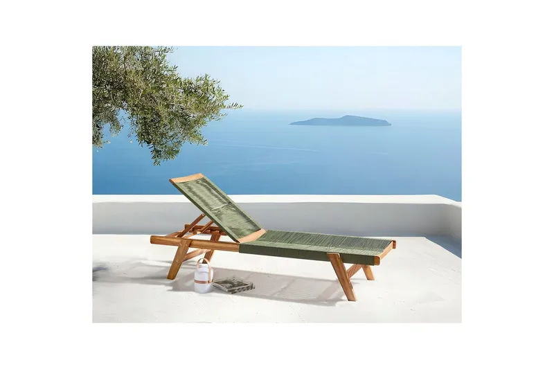 Loungestol Prossedi Grönt/ljust trä - Grönt/ljust trä - Utemöbler - Utestolar & fåtöljer - Solsängar & solvagnar