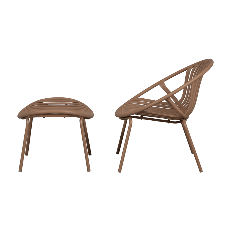 Loungestol + Pall Bruce Utomhus - Laxrosa - Utemöbler - Utestolar & fåtöljer - Utefåtöljer & loungefåtöljer