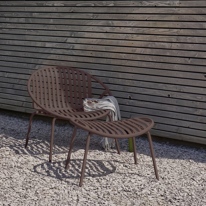 Loungestol + Pall Bruce Utomhus - Lila/Brun - Utemöbler - Utestolar & fåtöljer - Utefåtöljer & loungefåtöljer