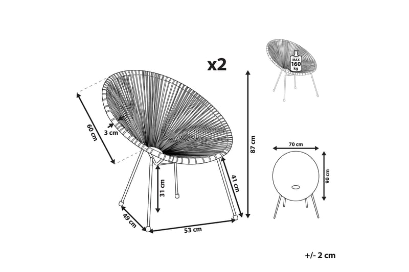 Maniwaki Utefåtölj - Grå/Svart - Utemöbler - Utestolar & fåtöljer - Utefåtöljer & loungefåtöljer