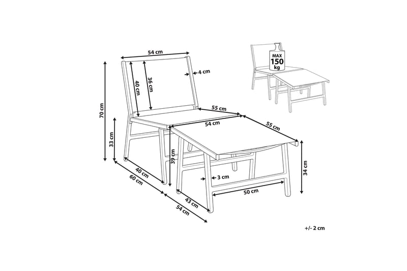 Montmagny Solstol 54x60 cm - Svart - Utemöbler - Utestolar & fåtöljer - Solstol