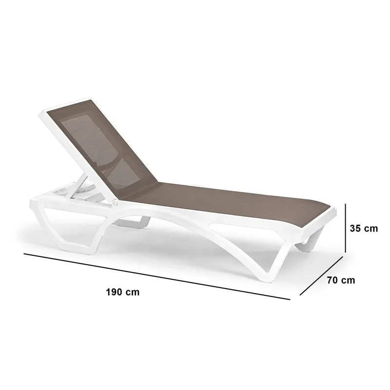 Muneo Solsäng 190 cm - Vit / Taupe - Utemöbler - Utestolar & fåtöljer - Solsängar & solvagnar