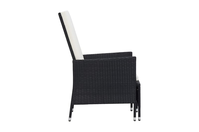 Justerbar trädgårdsstol med dynor konstrotting svart - Svart - Positionsstol