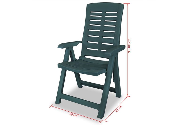 Justerbara trädgårdsstolar 2 st plast grön - Grön - Positionsstol