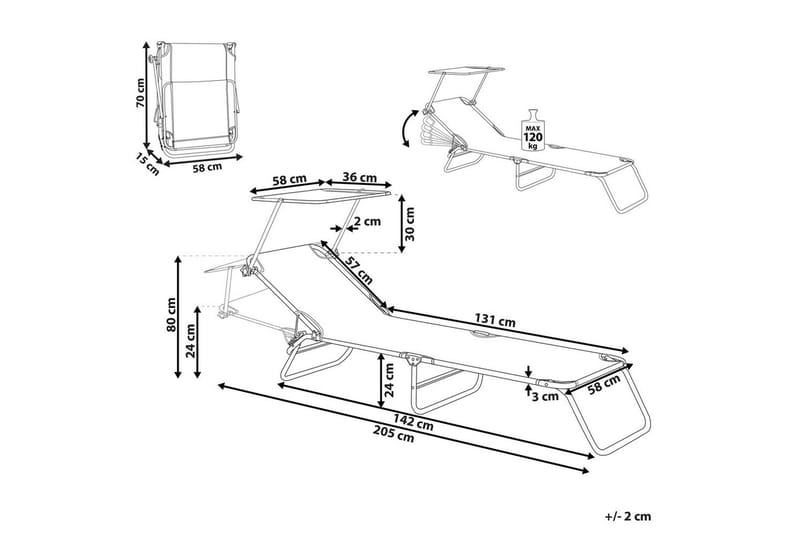 Solsäng Foligno - Grön, Silver - Utemöbler - Utestolar & fåtöljer - Solsängar & solvagnar