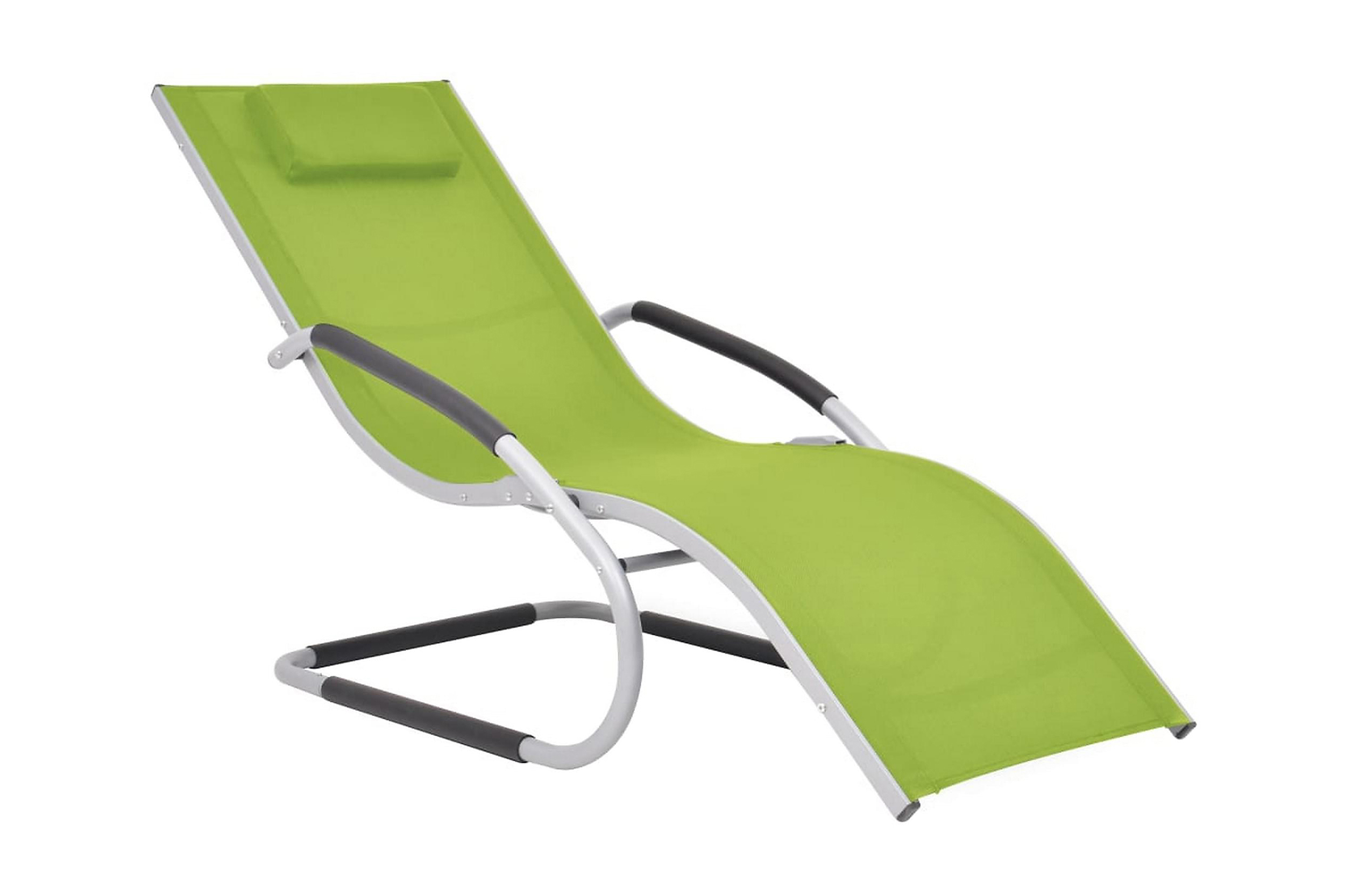 Solsäng med kudde aluminium och textilen grön – Grön