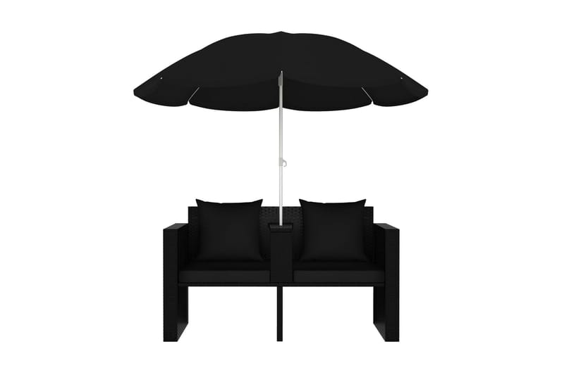 Solsäng med parasoll konstrotting svart - Svart - Solsängar & solvagnar