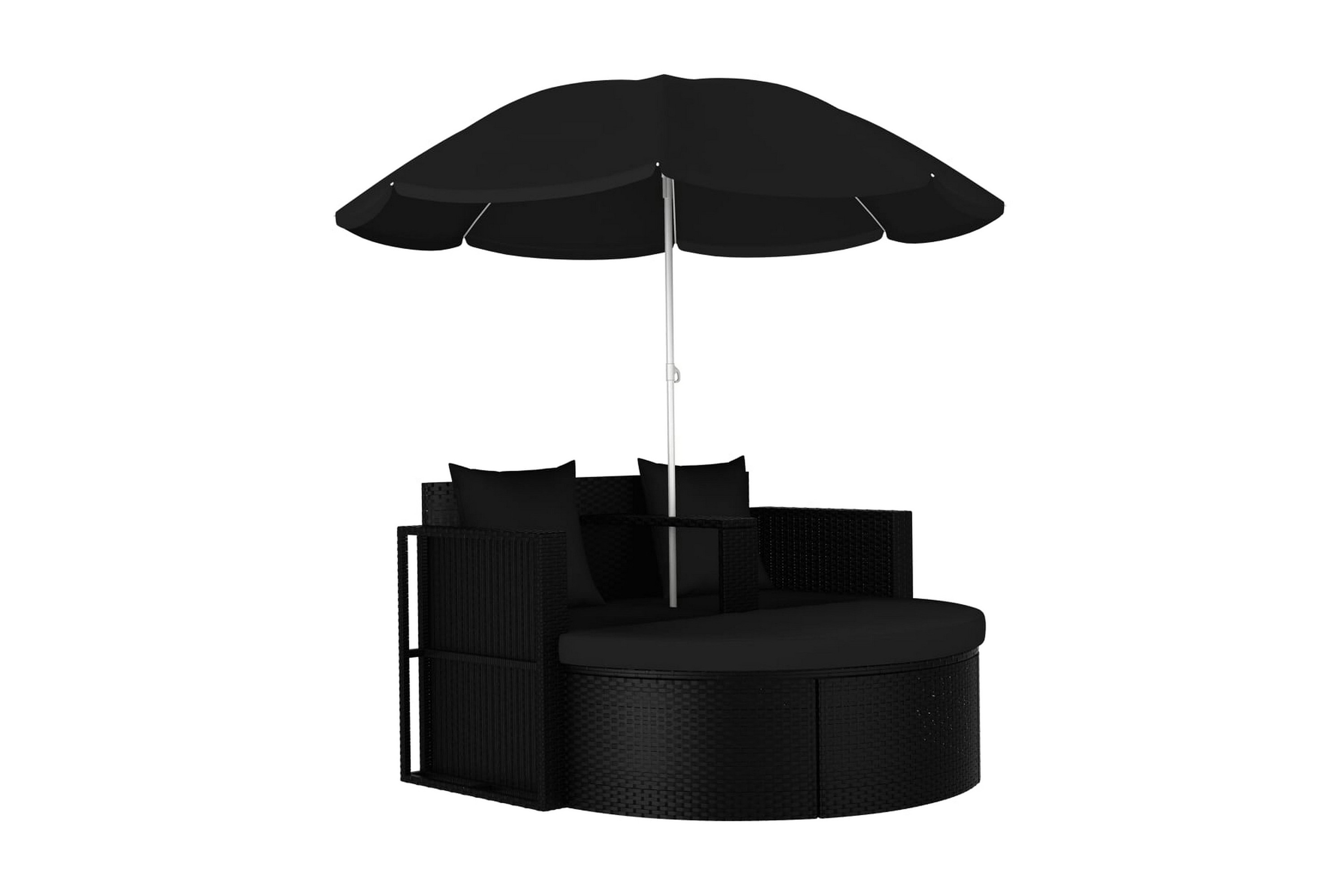 Solsäng med parasoll konstrotting svart – Svart