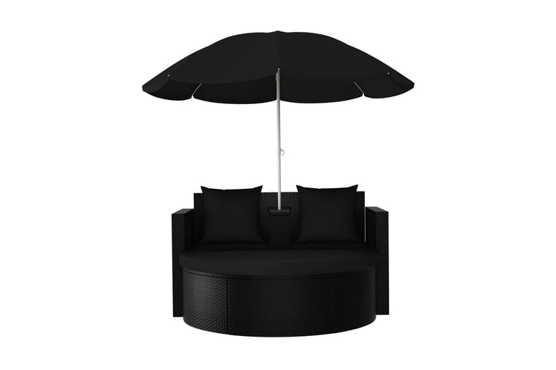 Solsäng med parasoll konstrotting svart - Svart - Solsängar & solvagnar