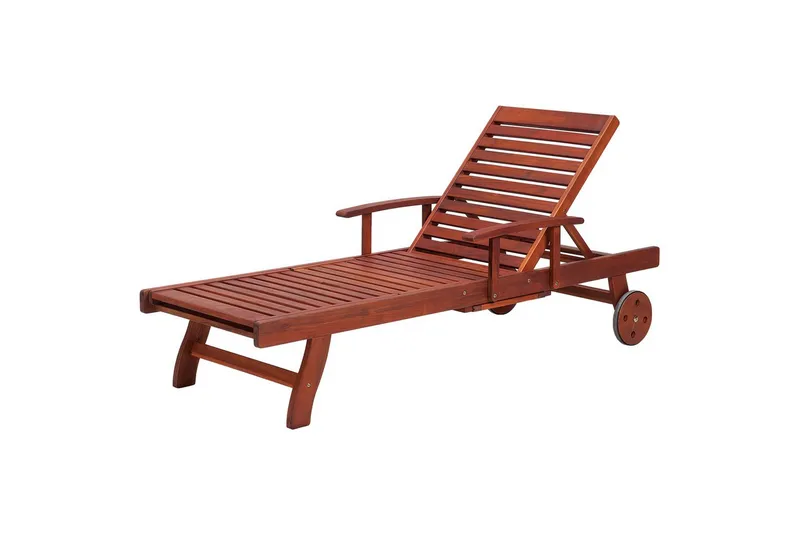 Solsäng Toscana - Mörk trä, blå, beige - Utemöbler - Utestolar & fåtöljer - Solsängar & solvagnar