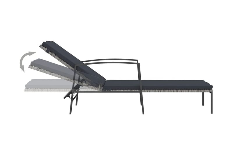 Solsängar 2 st med bord konstrotting grå - Grå - Utemöbler - Utestolar & fåtöljer - Solsängar & solvagnar