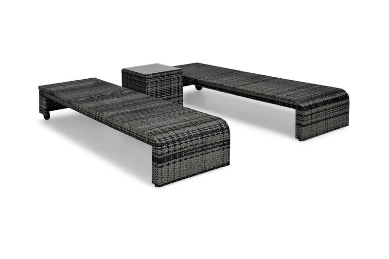 BAHAMAS Solsäng 2-Pack + Sidobord Grå - Utemöbler - Utestolar & fåtöljer - Solsängar & solvagnar