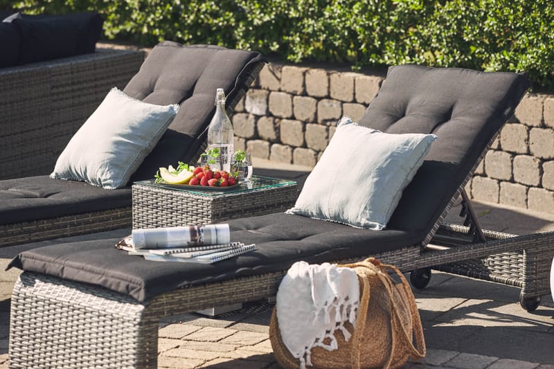 BAHAMAS Solsäng 2-Pack + Sidobord Grå - Utemöbler - Utestolar & fåtöljer - Solsängar & solvagnar