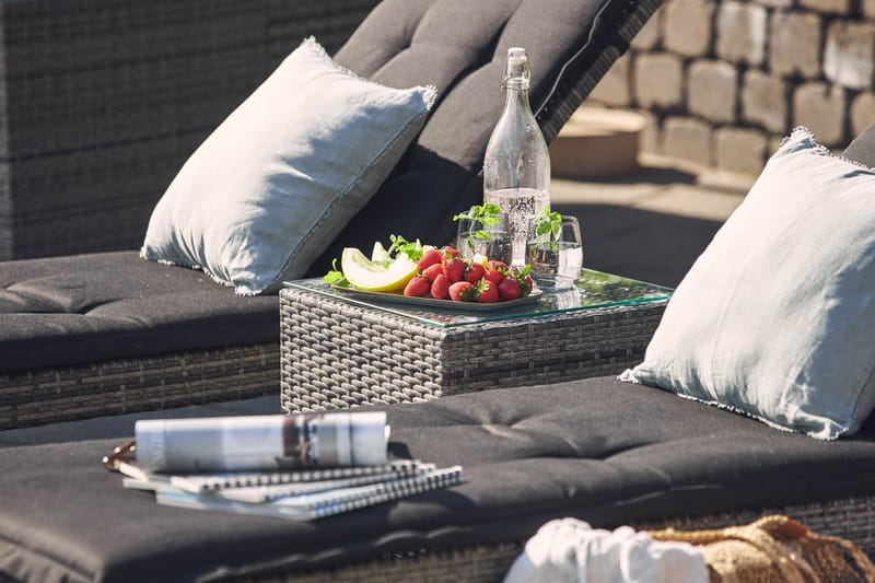 BAHAMAS Solsäng 2-Pack + Sidobord Grå - Utemöbler - Utestolar & fåtöljer - Solsängar & solvagnar