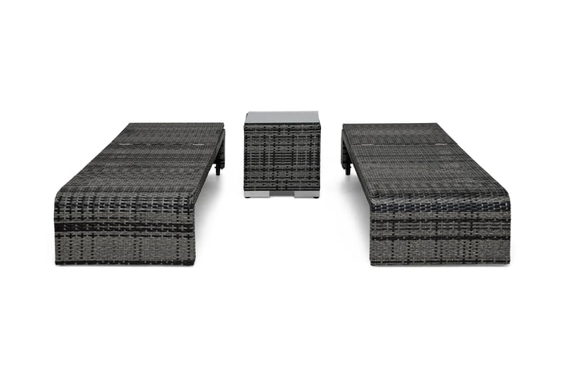 BAHAMAS Solsäng 2-Pack + Sidobord Grå - Utemöbler - Utestolar & fåtöljer - Solsängar & solvagnar