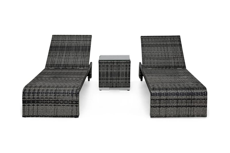 BAHAMAS Solsäng 2-Pack + Sidobord Grå - Utemöbler - Utestolar & fåtöljer - Solsängar & solvagnar