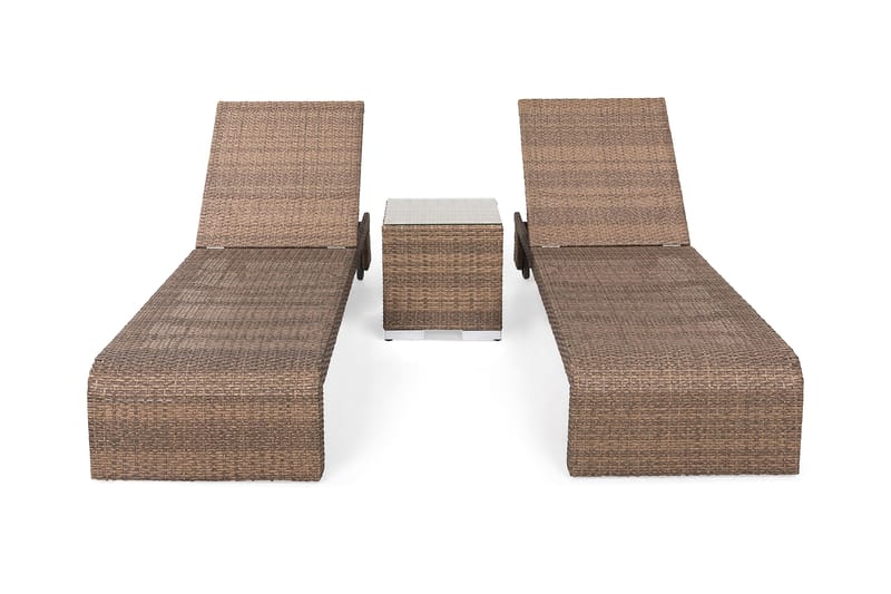 BAHAMAS Solsäng 2-Pack + Sidobord Sand - Utemöbler - Utestolar & fåtöljer - Solsängar & solvagnar