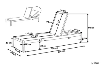 Fossato Solsäng 64|198 cm - Svart - Utemöbler - Utestolar & fåtöljer - Solsängar & solvagnar