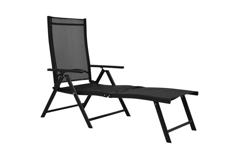 Hopfällbar solsäng aluminium svart - Svart - Utemöbler - Utestolar & fåtöljer - Solsängar & solvagnar