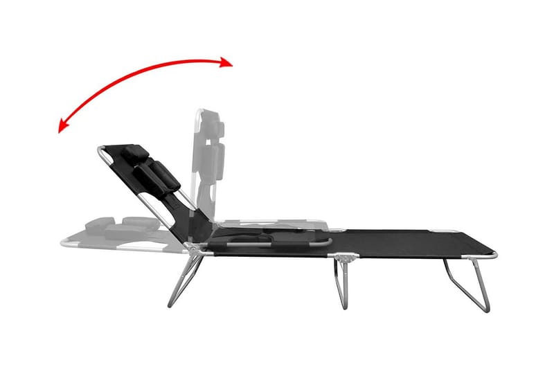 Hopfällbar solsäng med huvudkudde pulverlackerat stål svart - Svart - Solsängar & solvagnar