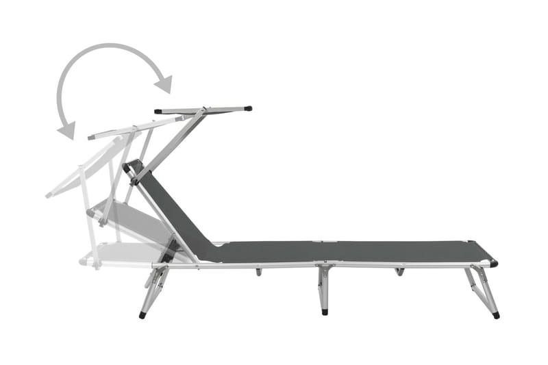 Hopfällbar solsäng med tak aluminium och textilen grå - Grå - Utemöbler - Utestolar & fåtöljer - Solsängar & solvagnar