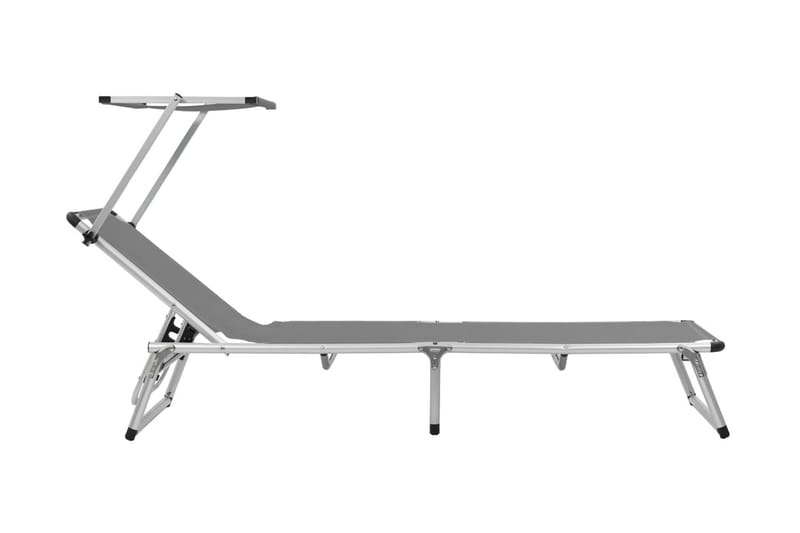 Hopfällbar solsäng med tak aluminium och textilen grå - Grå - Utemöbler - Utestolar & fåtöljer - Solsängar & solvagnar