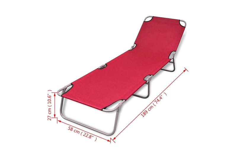 Hopfällbar solsäng pulverlackerat stål röd - Röd - Solsängar & solvagnar