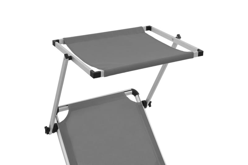 Hopfällbara solsängar med tak 2 st aluminium och textilen gr - Grå - Utemöbler - Utestolar & fåtöljer - Solsängar & solvagnar