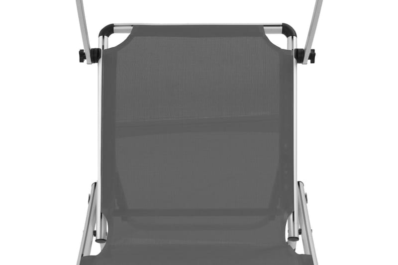 Hopfällbara solsängar med tak 2 st aluminium och textilen gr - Grå - Utemöbler - Utestolar & fåtöljer - Solsängar & solvagnar