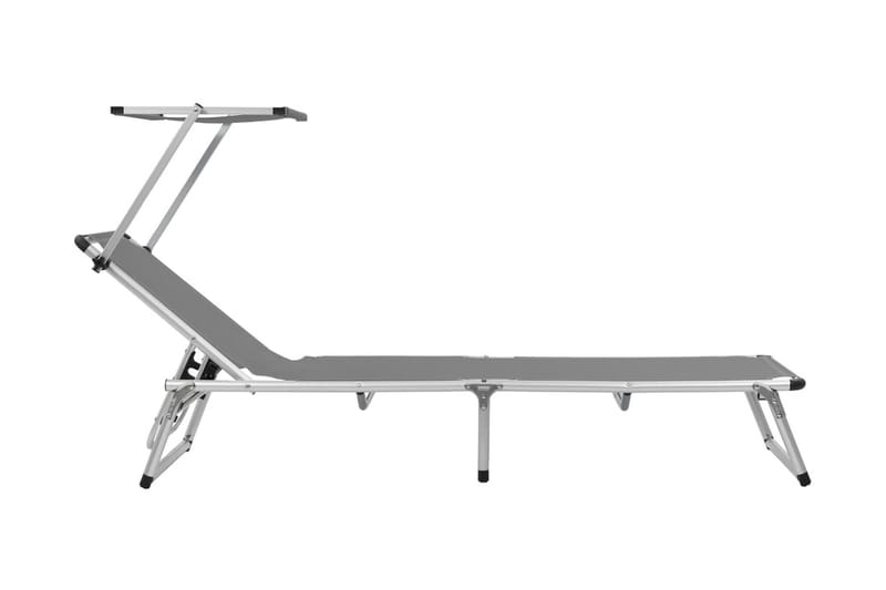 Hopfällbara solsängar med tak 2 st aluminium och textilen gr - Grå - Utemöbler - Utestolar & fåtöljer - Solsängar & solvagnar