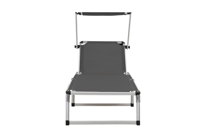 Hopfällbara solsängar med tak 2 st aluminium och textilen gr - Grå - Utemöbler - Utestolar & fåtöljer - Solsängar & solvagnar