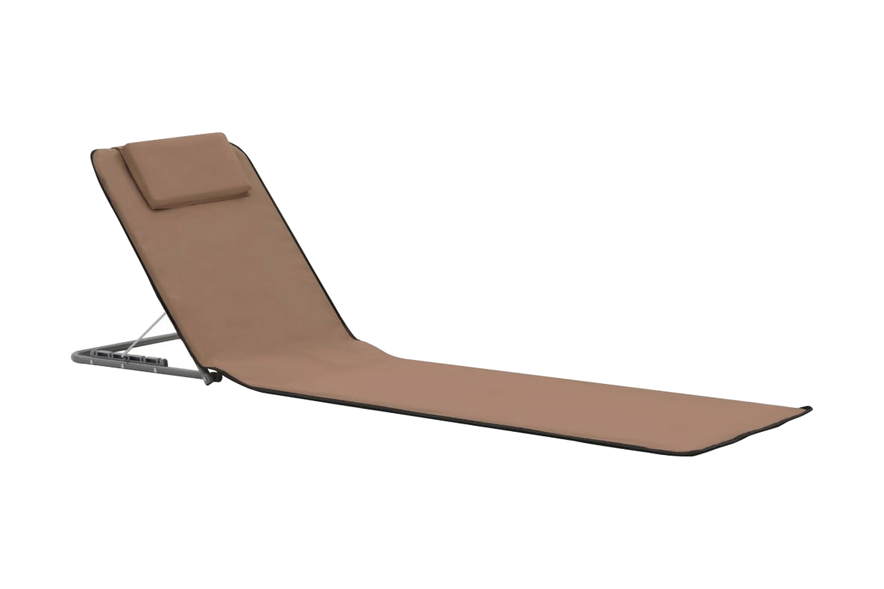 Hopfällbara strandmattor 2 st stål och tyg brun – Brun